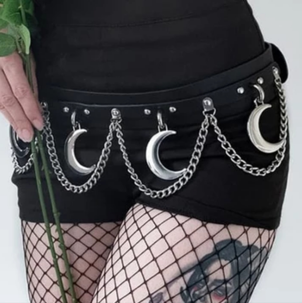 Goth Moon & Chain Belt